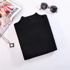 Autumn Winter Top Pull Femme Turtleneck Pullovers Sweaters Long Sleeve