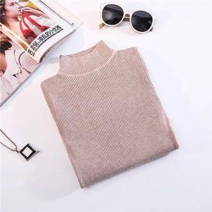 Autumn Winter Top Pull Femme Turtleneck Pullovers Sweaters Long Sleeve