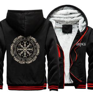 Winter Thick Mens Hoodies Viking Printing