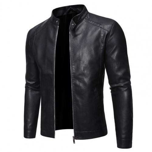 Hot Motorcycle Windbreaker Zipper Closure Stand Collar Men Jacket