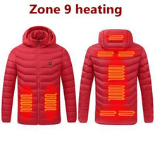 Load image into Gallery viewer, Men 9 Areas Heated Jacket USB Winter Outdoor Electric Heating
