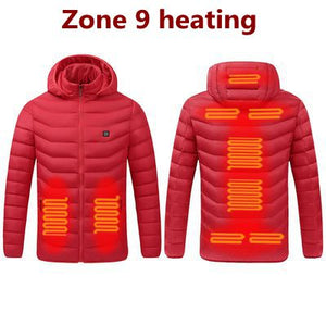 Men 9 Areas Heated Jacket USB Winter Outdoor Electric Heating