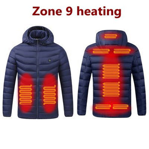 Men 9 Areas Heated Jacket USB Winter Outdoor Electric Heating