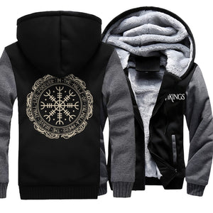 Winter Thick Mens Hoodies Viking Printing