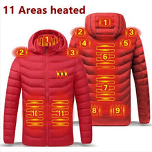 Load image into Gallery viewer, Men 9 Areas Heated Jacket USB Winter Outdoor Electric Heating
