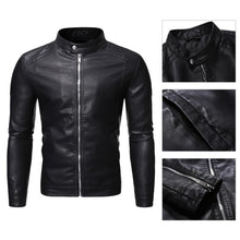 Load image into Gallery viewer, Hot Motorcycle Windbreaker Zipper Closure Stand Collar Men Jacket
