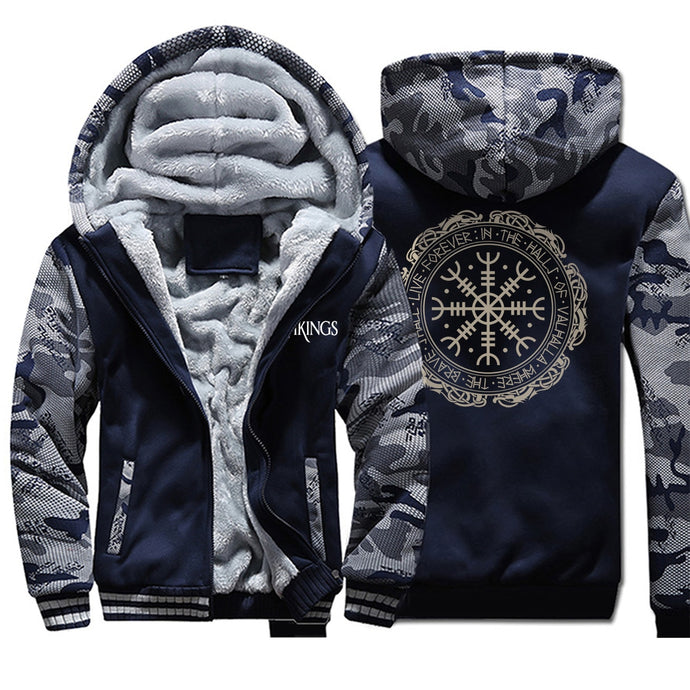 Winter Thick Mens Hoodies Viking Printing