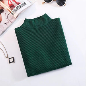 Autumn Winter Top Pull Femme Turtleneck Pullovers Sweaters Long Sleeve