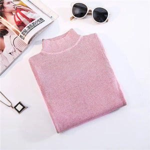 Autumn Winter Top Pull Femme Turtleneck Pullovers Sweaters Long Sleeve