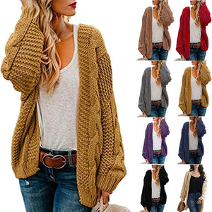 spring and autumn new thick needle twist knit cardigan women coat cardigan