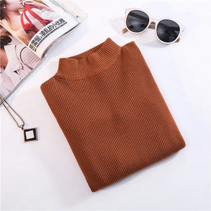 Autumn Winter Top Pull Femme Turtleneck Pullovers Sweaters Long Sleeve