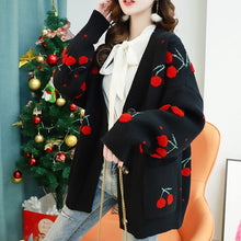 Load image into Gallery viewer, Pull Femme Autumn Winter V Neck Oversize Woman Sweater Cardigan Jacket
