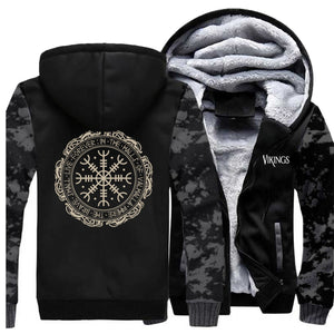 Winter Thick Mens Hoodies Viking Printing