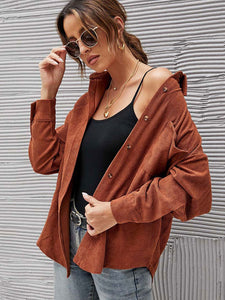 Autumn Corduroy Jacket Woman Long Shirt