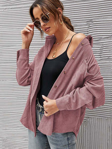 Autumn Corduroy Jacket Woman Long Shirt