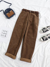 Load image into Gallery viewer, Women Spring Corduroy Pants High Waist Loose Cotton Streetwear
