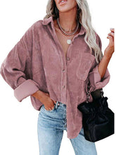 Load image into Gallery viewer, Autumn Corduroy Jacket Woman Long Shirt
