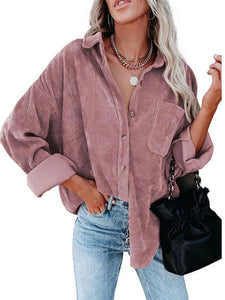 Autumn Corduroy Jacket Woman Long Shirt