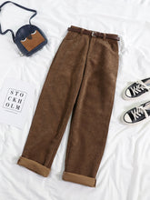 Load image into Gallery viewer, Women Spring Corduroy Pants High Waist Loose Cotton Streetwear
