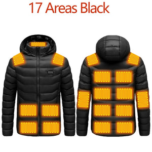 Men 9 Areas Heated Jacket USB Winter Outdoor Electric Heating