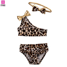 Load image into Gallery viewer, 3pcs Summer Baby Girls Clothes Bikini Set  Kids Leopard Bow Bikini Swimwear
