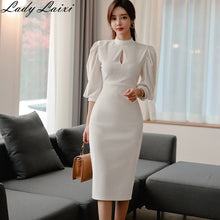 Load image into Gallery viewer, Fashion Stand Collar Puff Sleeve bodycon Dress
