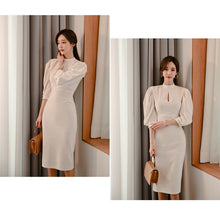 Load image into Gallery viewer, Fashion Stand Collar Puff Sleeve bodycon Dress
