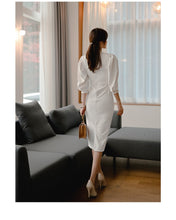 Load image into Gallery viewer, Fashion Stand Collar Puff Sleeve bodycon Dress
