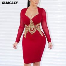 Load image into Gallery viewer, Women Lace Splicing Square Neck Long Sleeve Bodycon
