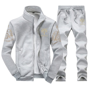 Winter Thick Men Sports Suit Tracksuit Hooded Sportswear Zipper