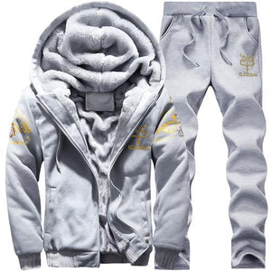 Winter Thick Men Sports Suit Tracksuit Hooded Sportswear Zipper