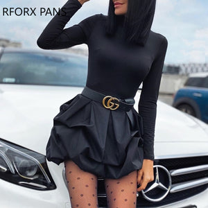 Solid Long Sleeve Mini Bud Dress  Party Dress  Black Dress Women Dress