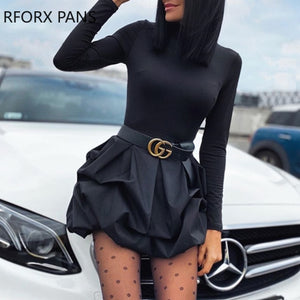 Solid Long Sleeve Mini Bud Dress  Party Dress  Black Dress Women Dress