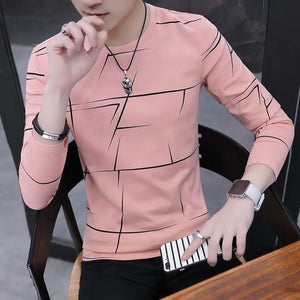 T Shirt Men O-Neck Casual Pink White Black