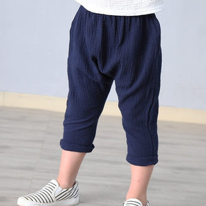 Solid Color Linen Pleated Children