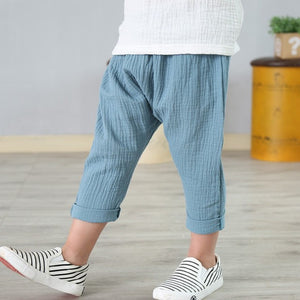 Solid Color Linen Pleated Children