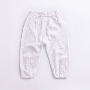 Solid Color Linen Pleated Children