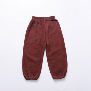 Solid Color Linen Pleated Children