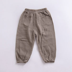 Solid Color Linen Pleated Children