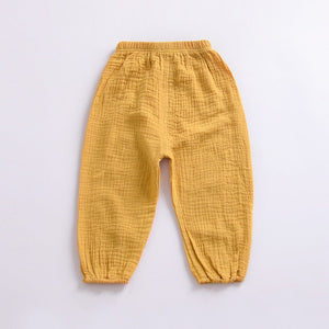 Solid Color Linen Pleated Children