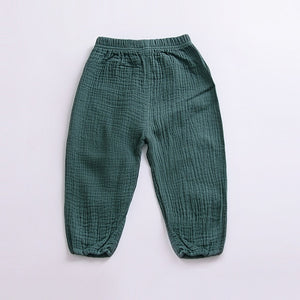 Solid Color Linen Pleated Children