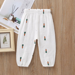 Solid Color Linen Pleated Children