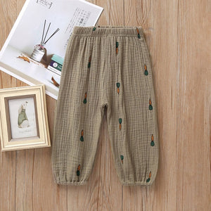 Solid Color Linen Pleated Children