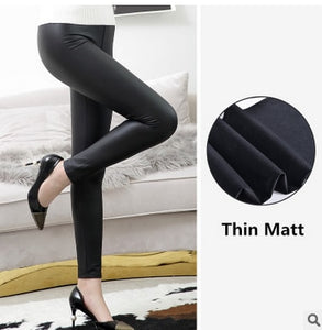 Leather Leggings for Women Black Light&Matt