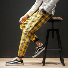 Load image into Gallery viewer, Streerwear Men Plaid PantsSlim Man Casual Trousers
