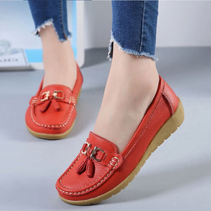 Women Flats Ballet Shoes Cut Out Leather Breathable