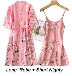 Women Rayon 2PCS Robe Set Bride Bridesmaid Wedding Robe