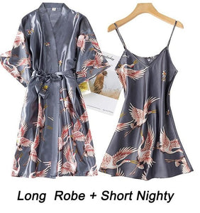 Women Rayon 2PCS Robe Set Bride Bridesmaid Wedding Robe