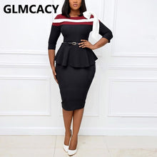 Load image into Gallery viewer, Women Half Sleeve Elegant Peplum Dress Classy Office Ladies Bodycon Midi Dress
