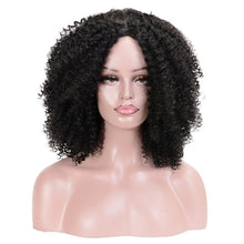 Load image into Gallery viewer, Short Afro Kinky Curly Wigs Ombre Brown Synthetic Middle Part Nature Hair Black Daily Party Headgear with Clips
